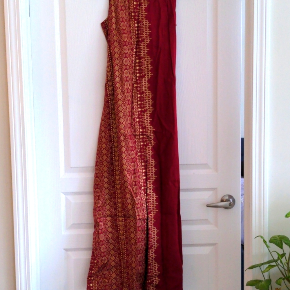 Maroon long dress. Size-8